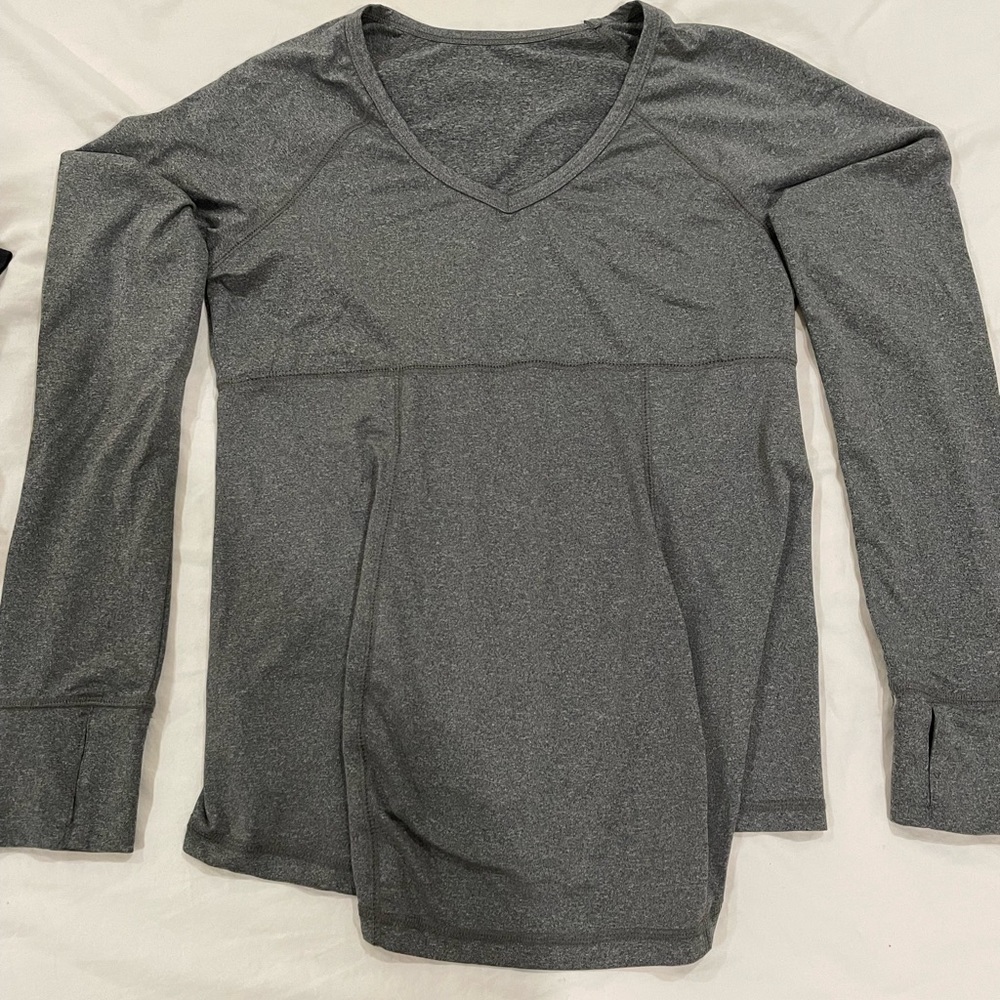 BeMaternity Gray Long-sleeved Yoga Workout Top